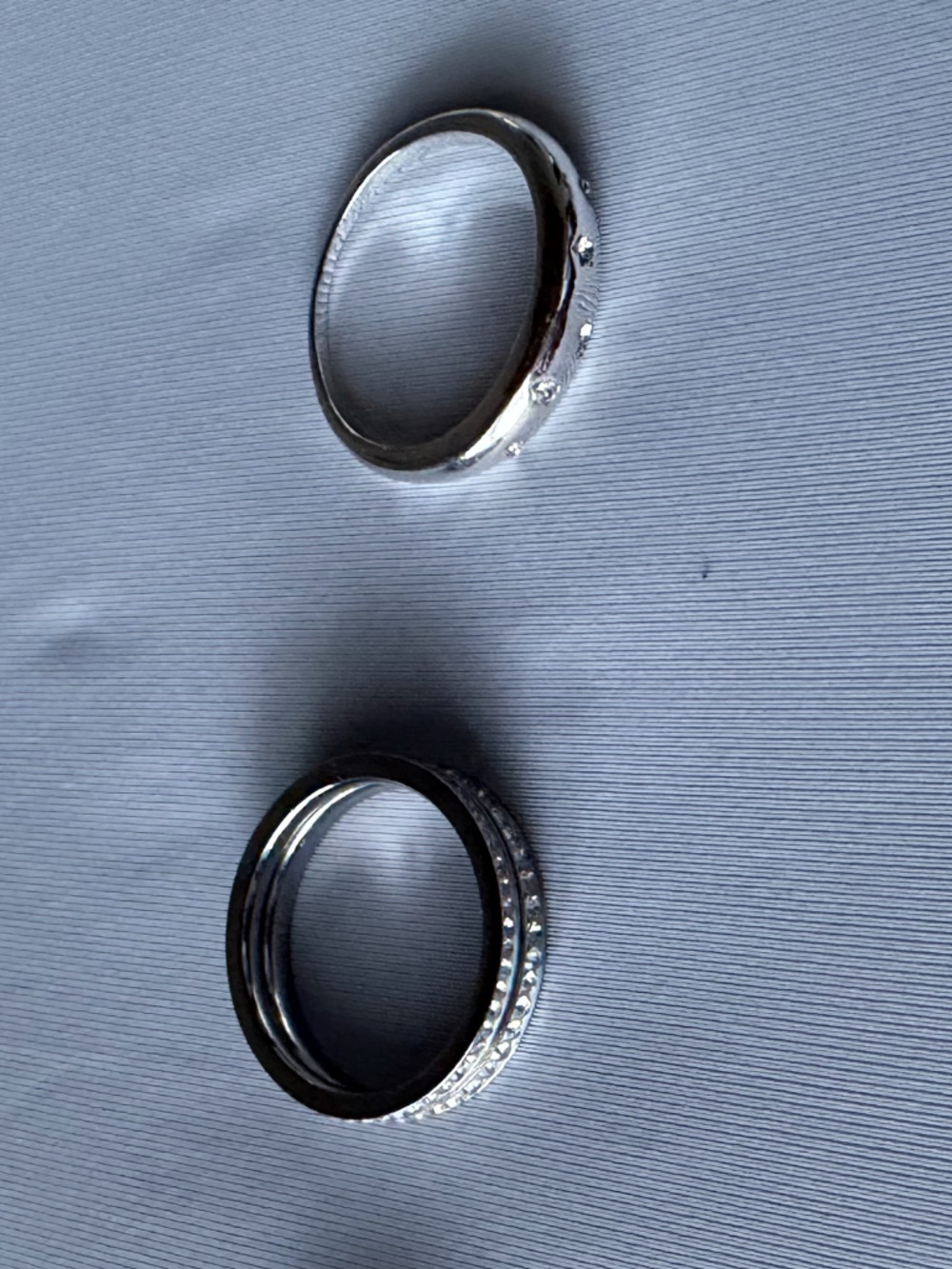 3 Silver Stackable Rings - Rhinestone Accents | Size 8 - Picture 4 of 5